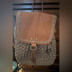 The Sak Crochet & Woven Flap Backpack